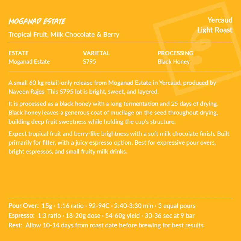 Moganad Estate - Black Honey - Yercaud - Light Roast — Light roast coffee from Yercaud