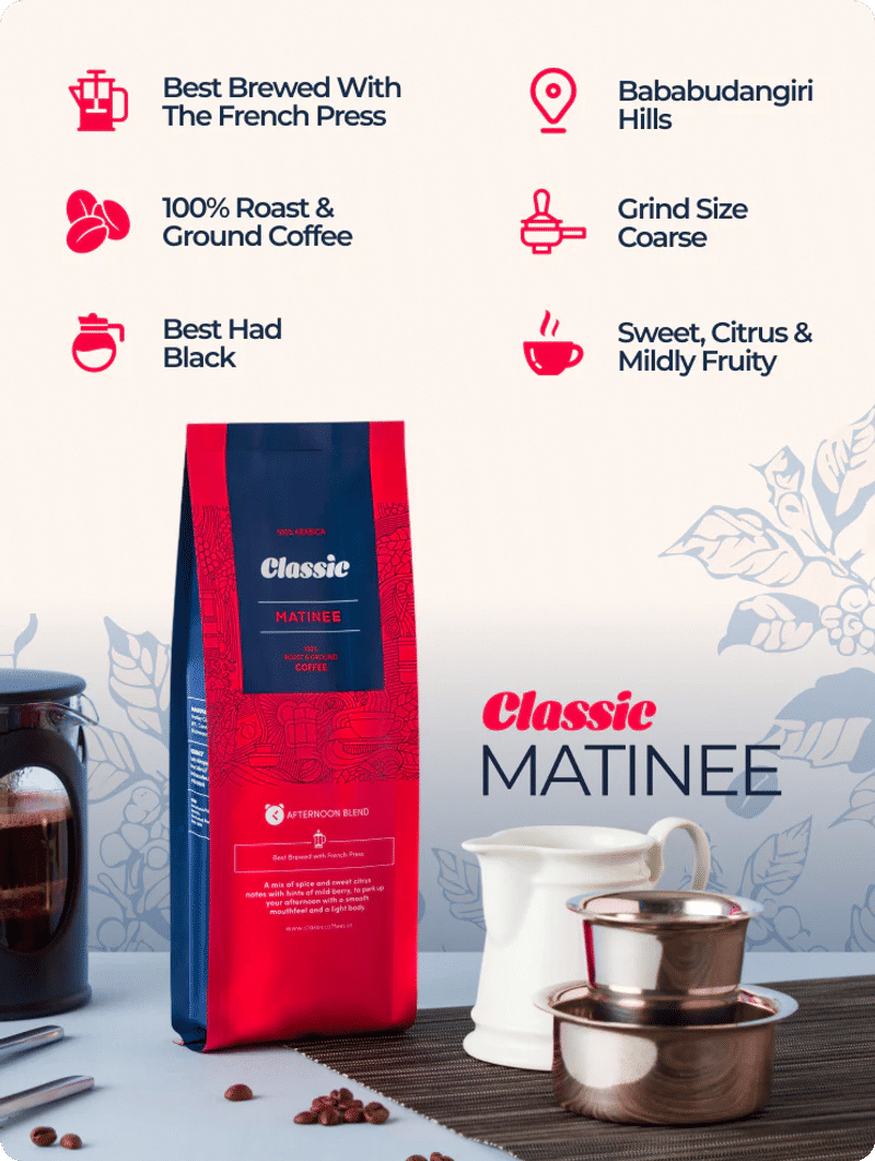 Classic Matinee — Medium Roast roast Arabica coffee from Bababudangiri, Chikmagalur
