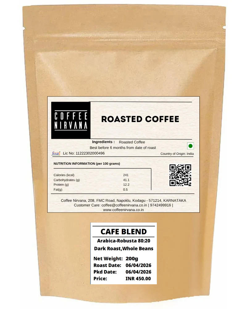 Café Blend — Medium-Dark roast 80% Arabica, 20% Robusta coffee from Coorg