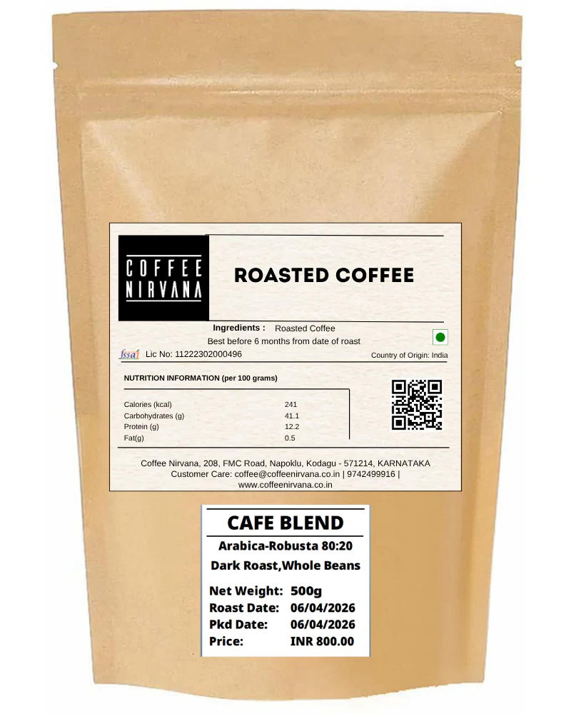 Café Blend — Medium-Dark roast 80% Arabica, 20% Robusta coffee from Coorg