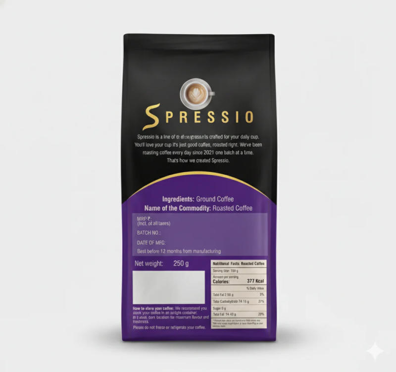 Spressio Classico Misto Dark Roast Ground Coffee - 80% Arabica 20% Robusta. Café-Style Coffee with Extra Body and Crema. A Smooth, Low-Acid Blend Designed for Everyday Espresso and Milk-Based Drinks, Especially Suited for Home Brewing. — medium-dark roast 80% Arabica, 20% Robusta coffee