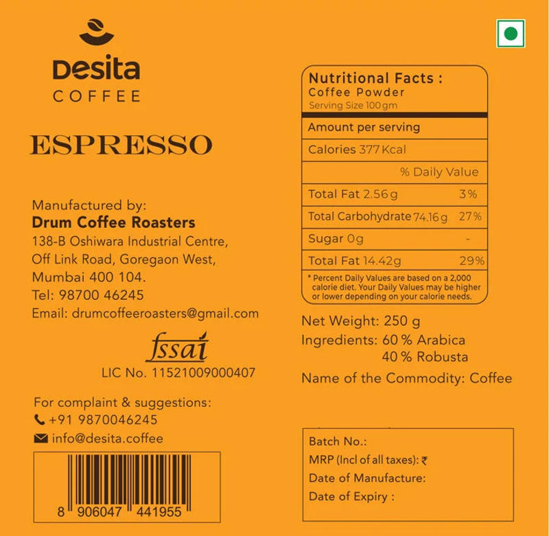 Desita – Espresso Roast — Medium-Dark roast Blend coffee
