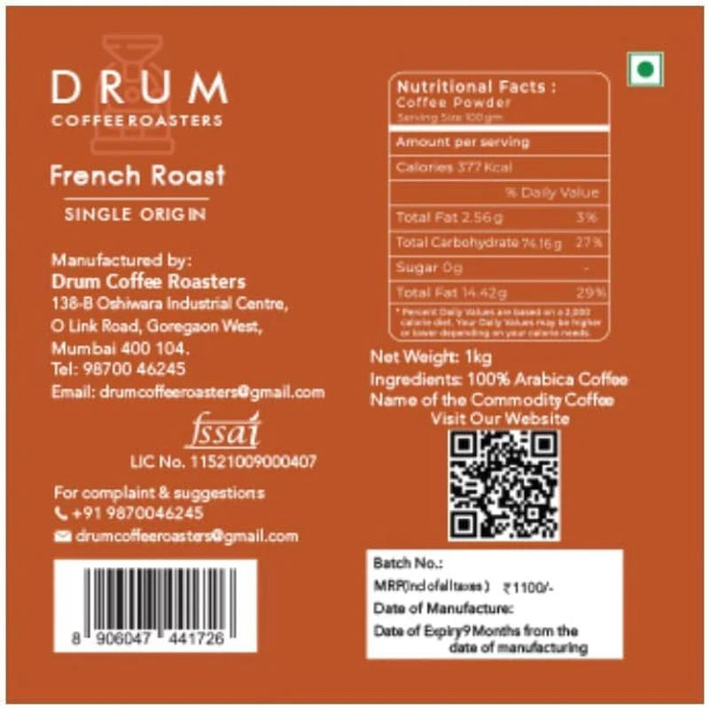 French Roast – Dark Roast Coffee — deep into second crack roast Arabica coffee