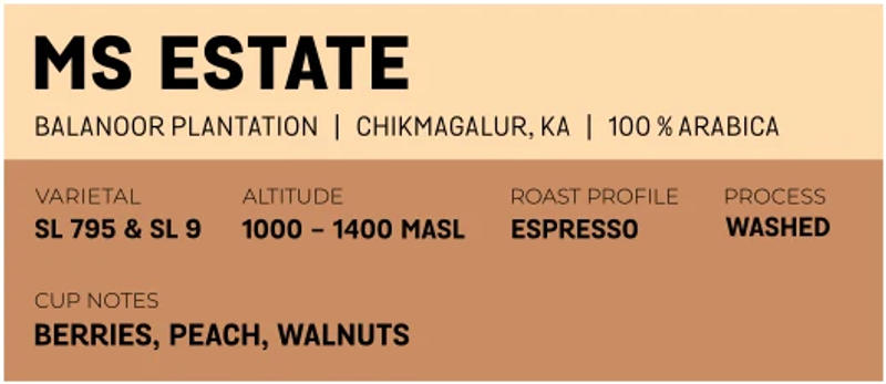 MS Estate — Medium, Medium-Dark roast Arabica coffee from Chikmagalur