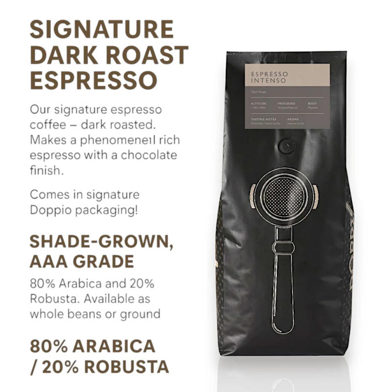 Espresso Intenso - 80% Arabica / 20% Robusta — dark roast roast 80% Arabica, 20% Robusta coffee