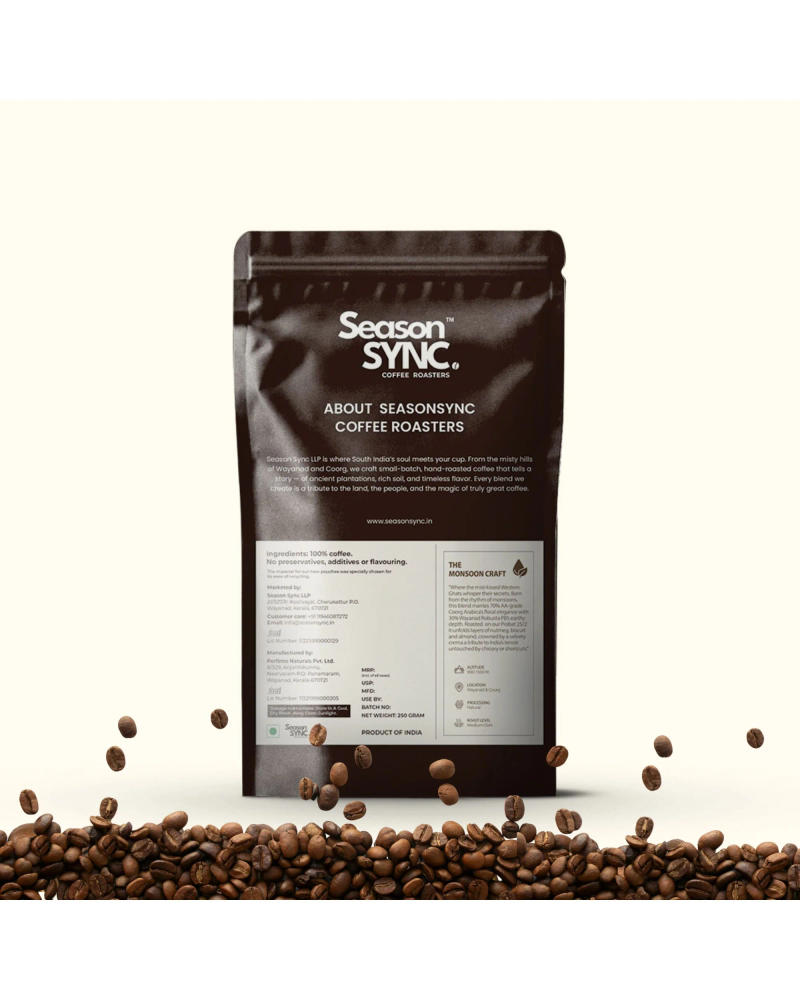 The Monsoon Craft — Medium-Dark Roast roast 70% Arabica, 30% Robusta coffee