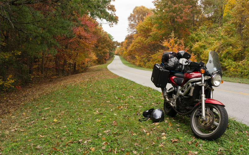 My SV650 on the side of the Blue Ridge Parkway