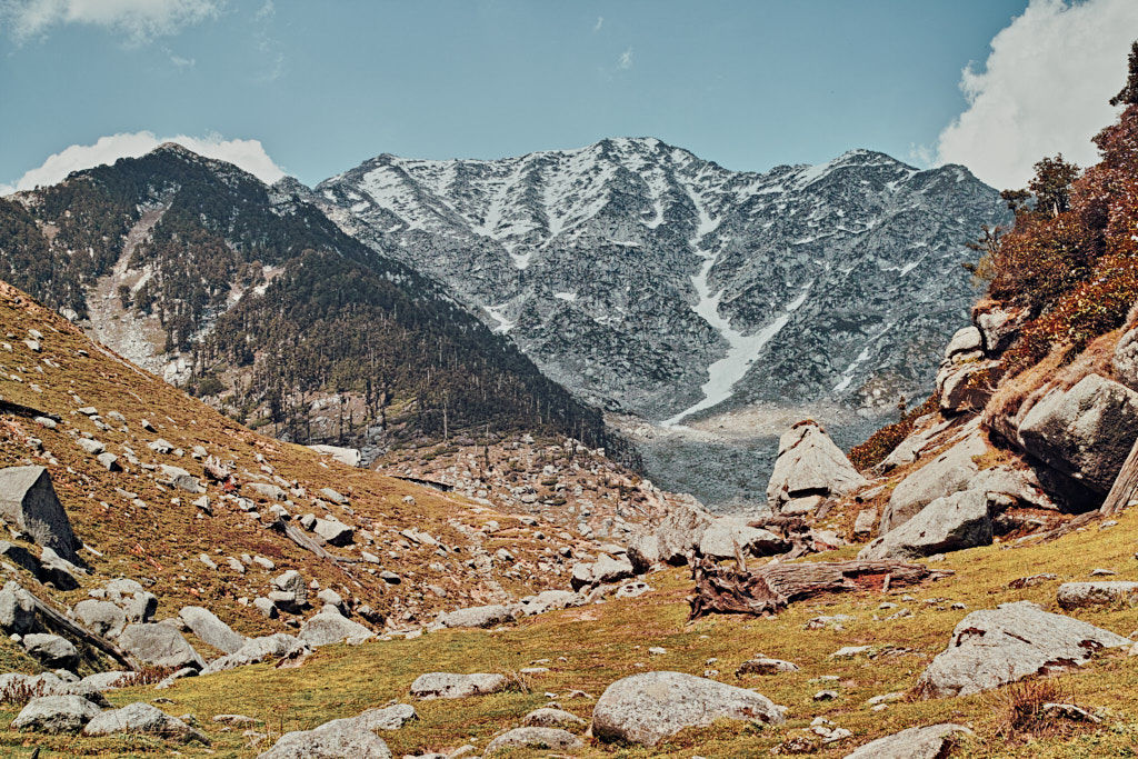 "Kareri lake with Dhauladhars and Minkiani pass"