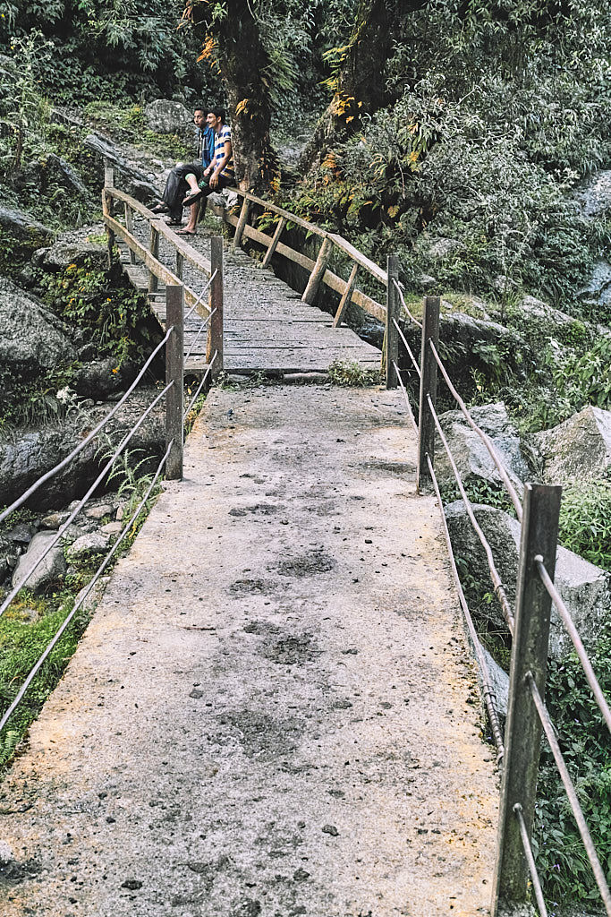 The wood and concrete bridge over Binwa Stream