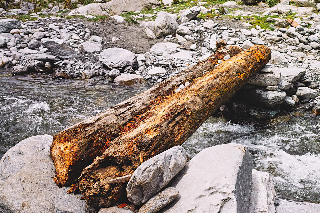 A ‘trangri’ or a makeshift wooden bridge