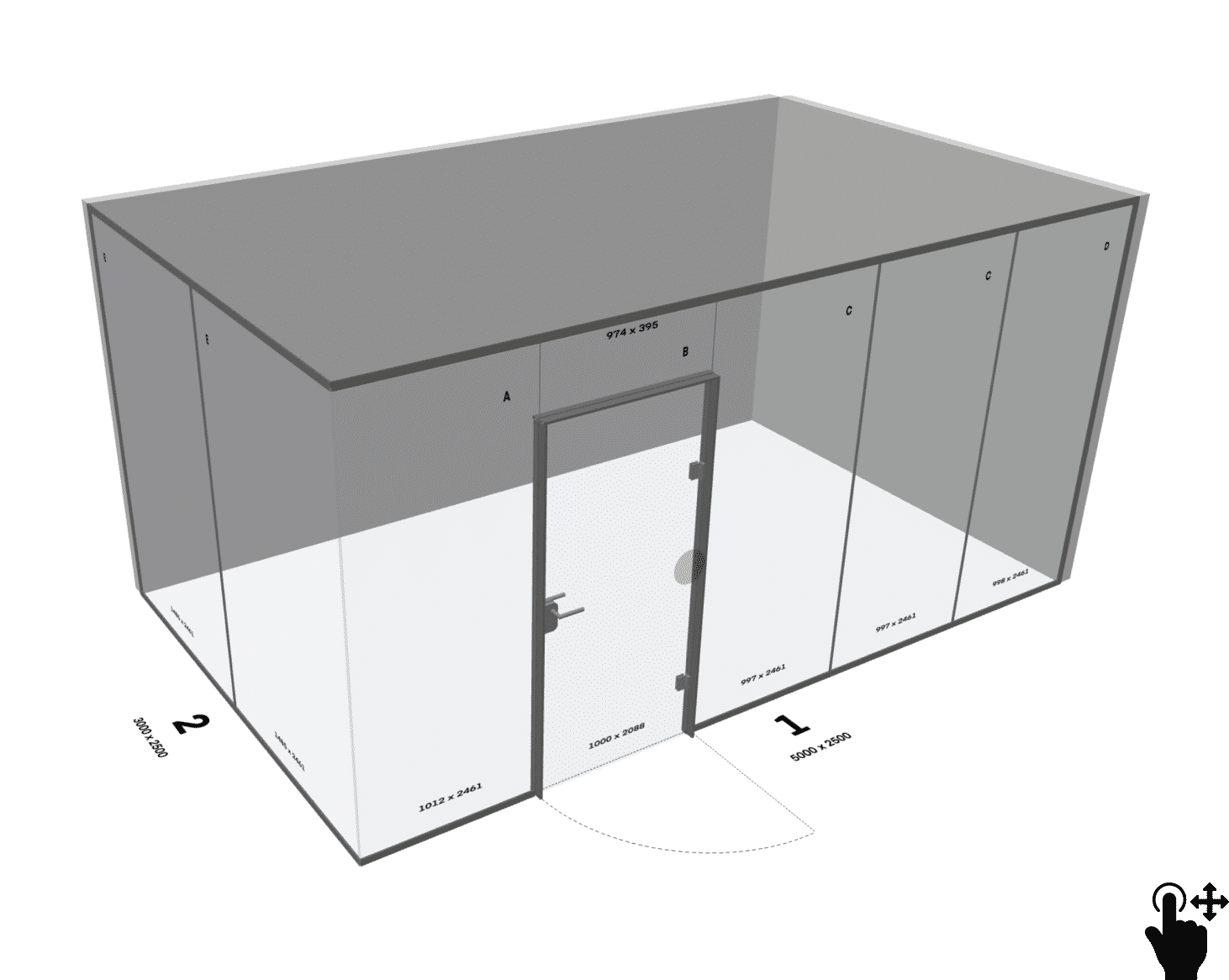 InduX 3D wall builder interface shown across desktop, laptop, and tablet screens.