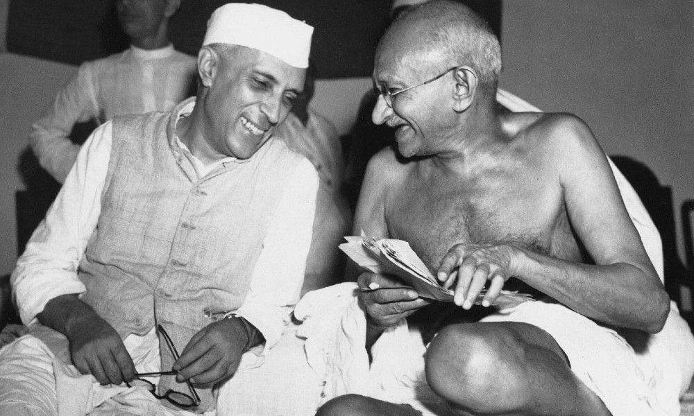 Pandit Jawaharlal Nehru with Mahatma Gandhi