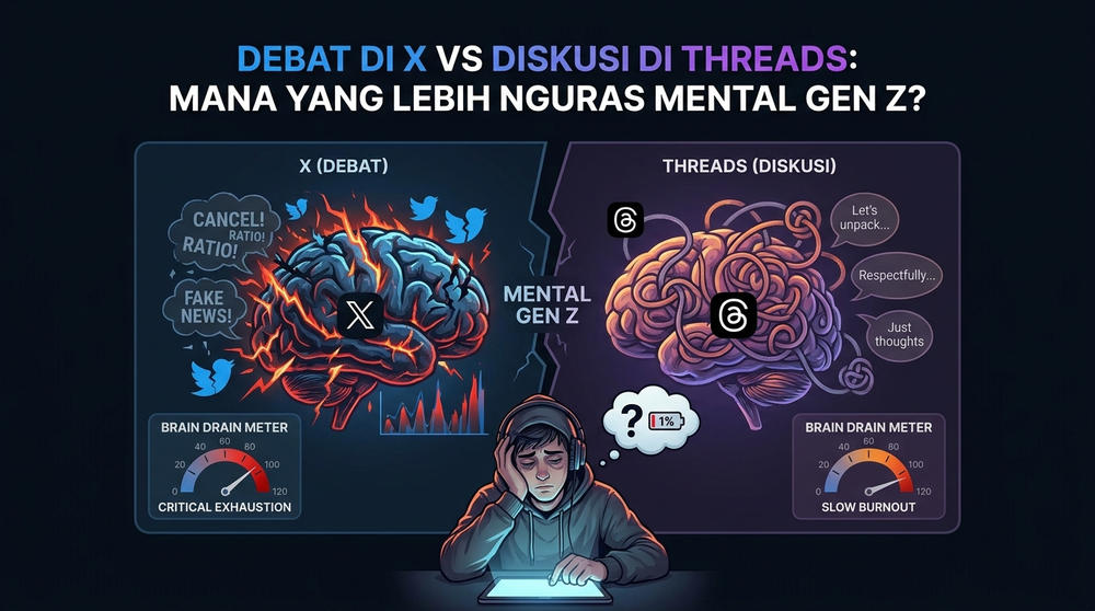 Debat di X vs Diskusi di Threads: Mana yang Lebih Nguras Mental Gen Z?
