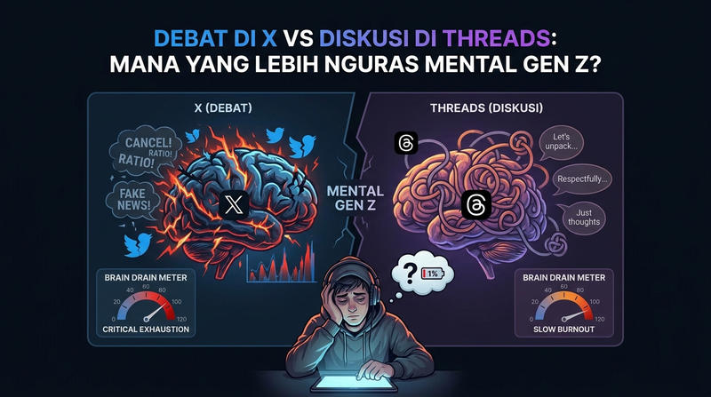 Debat di X vs Diskusi di Threads: Mana yang Lebih Nguras Mental Gen Z?