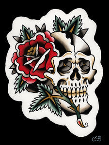 Rose Skull on black