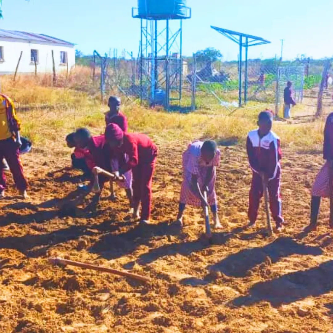 Community member cultivating the garden plot.