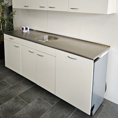 NIEUWE Q-Line Pantry Keuken "Mat Wit Decor" RVS blad met VAATWASSER - 200 cm thumbnail 7