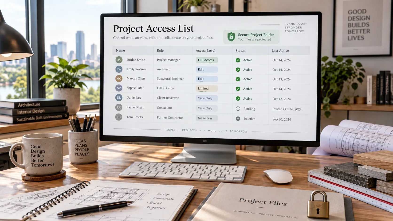Restricted access list for shared architectural project files