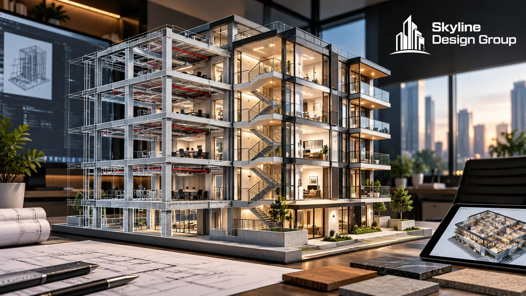 Coordinated 3D architectural and structural model of a multi-story building