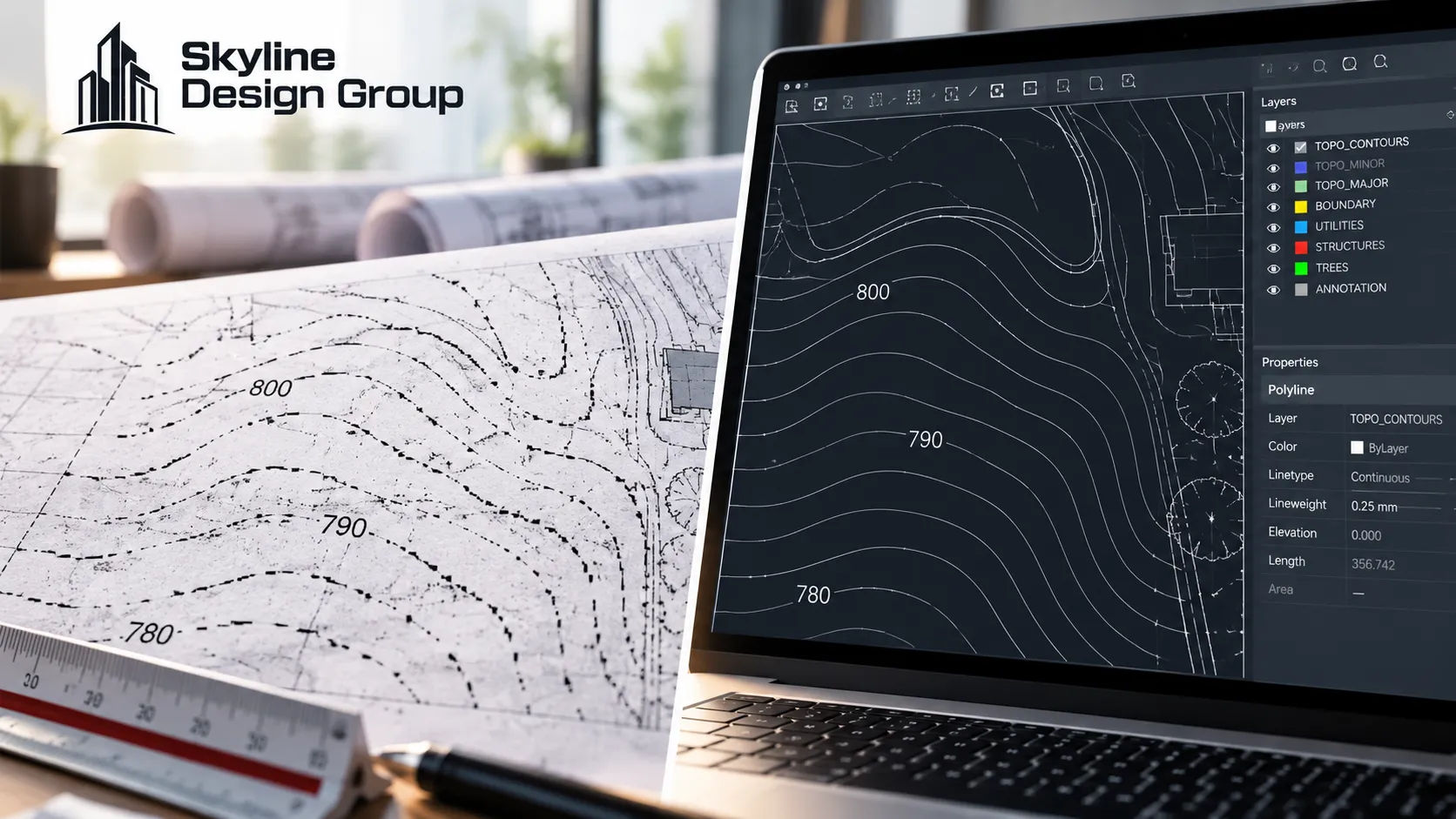 Broken exploded contour line from a PDF export compared against a clean continuous digitized contour