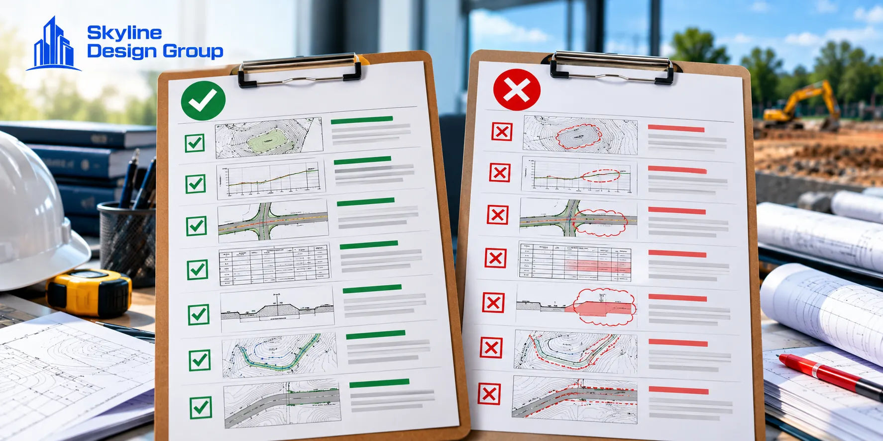 Comparison of two municipal grading and drainage plan checklists