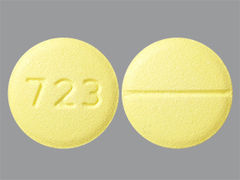 This is a Tablet imprinted with 723 on the front, nothing on the back.