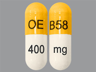 This is a Capsule imprinted with OE B58 on the front, 400 mg on the back.