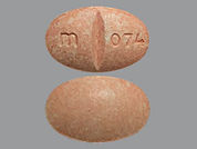 Estazolam: This is a Tablet imprinted with m on the front, 074 on the back.