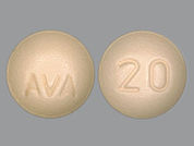 Doptelet: This is a Tablet imprinted with AVA on the front, 20 on the back.