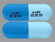 Acyclovir: This is a aqua blue oblong Capsule imprinted with HP  229 on the front, HP  229 on the back, and is manufactured by AVET PHARMACEUT.