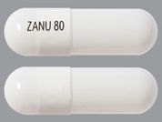 Brukinsa: Esto es un Cápsula imprimido con ZANU 80 en la parte delantera, nada en la parte posterior, y es fabricado por None.