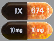 Dexedrine: Esto es un Cápsula Er imprimido con IX 10 mg en la parte delantera, 674 10 mg en la parte posterior, y es fabricado por None.