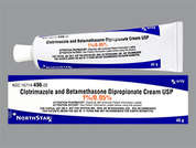 Clotrimazole-Betamethasone: This is a white Cream imprinted with nothing on the front, nothing on the back, and is manufactured by NORTHSTAR RX LL.