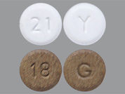 Charlotte 24 Fe: This is a Tablet Chewable imprinted with 21 or 18 on the front, Y or G on the back.