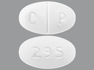 This is a Tablet imprinted with C P on the front, 295 on the back.