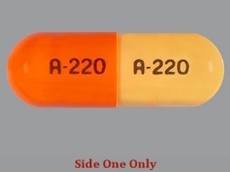 This is a Capsule imprinted with A-220 on the front, A-220 on the back.