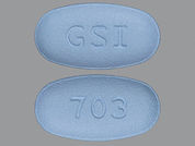 Truvada: This is a Tablet imprinted with GSI on the front, 703 on the back.