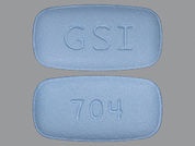 Truvada: This is a Tablet imprinted with GSI on the front, 704 on the back.