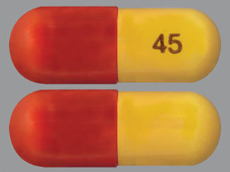 This is a Capsule Dr imprinted with 45 on the front, nothing on the back.