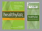 Healthylax: Esto es un Polvo En Paquete incoloro imprimido con nada en la parte delantera, nada en la parte posterior, y es fabricado por AHP.