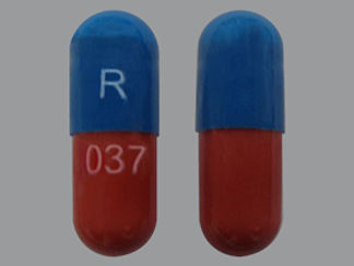 This is a Capsule imprinted with R on the front, 037 on the back.