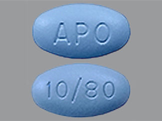 This is a Tablet imprinted with APO on the front, 10/80 on the back.