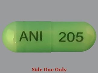 This is a Capsule imprinted with ANI on the front, 205 on the back.