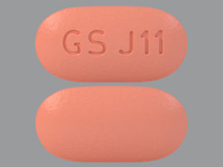 This is a Tablet imprinted with GS J11 on the front, nothing on the back.