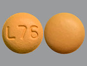 Amlodipine-Olmesartan: This is a Tablet imprinted with L76 on the front, nothing on the back.