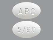 Amlodipine-Atorvastatin: This is a Tablet imprinted with APO on the front, 5/80 on the back.