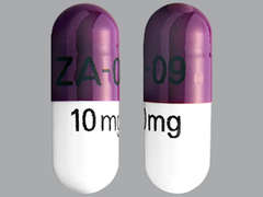 This is a amethyst oblong Capsule Dr imprinted with ZA-09 on the front, 10 mg on the back, and is manufactured by ZYDUS PHARMACEU.