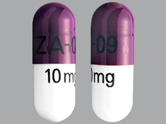 Esto es un Cápsula Dr imprimido con ZA-09 en la parte delantera, 10 mg en la parte posterior, y es fabricado por None.