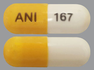 This is a Capsule imprinted with ANI on the front, 167 on the back.