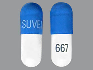 This is a Capsule imprinted with SUVEN on the front, 667 on the back.